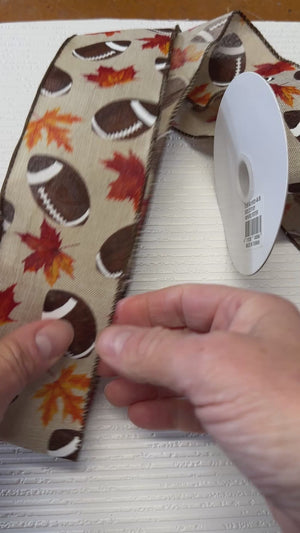 Footballs & Fall Leaves - by the yard