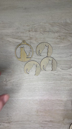 Cat ornament & 3 cutouts - LTP