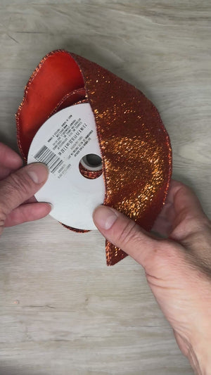 Orange Glitter ribbon - by the yard or spool