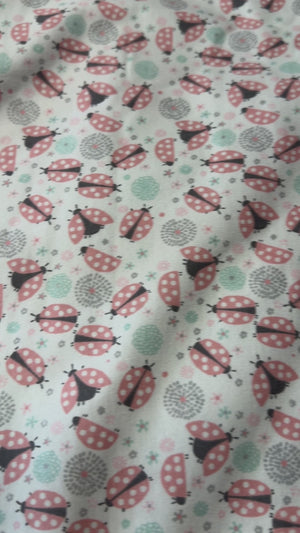 Ladybug flannel cotton fabric - by the 1/4 yard