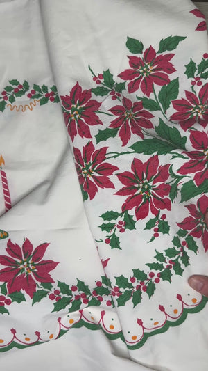 Candlesticks & Poinsettias tablecloth - rectangle