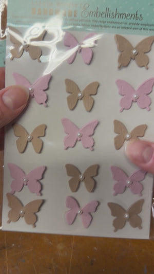 Pink & Kraft Butterfly stickers