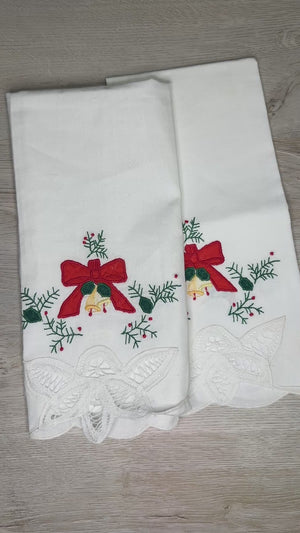 Bow and Bells tea towel - new
