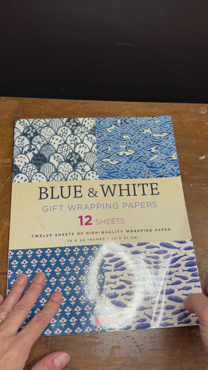 Blue & White gift wrapping papers - 11 sheets