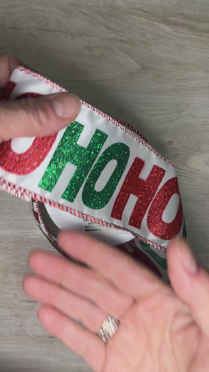 HoHoHo (red/green) ribbon - by the yard or spool