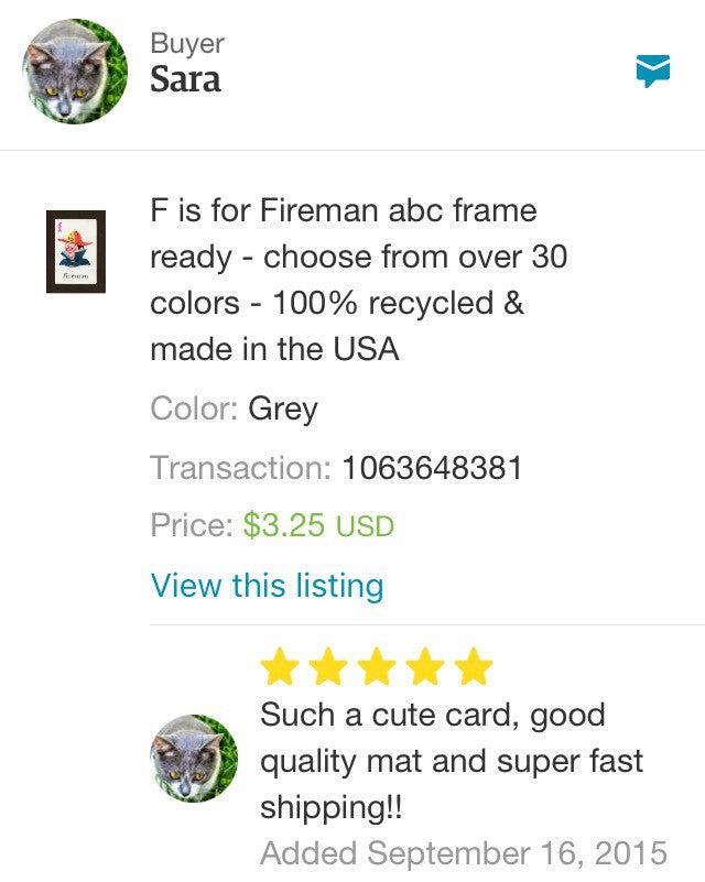 F is for Fireman-Alphabet Soup-Plymouth Cards