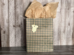 Gift Bag & Tag - Green Gingham-Bags-Plymouth Cards
