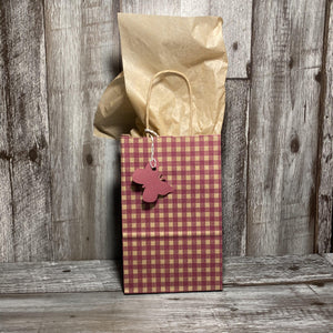 Gift Bag & Tag - Burgundy Gingham-Bags-Plymouth Cards