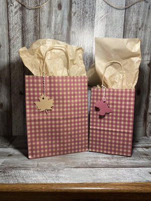 Gift Bag & Tag - Burgundy Gingham-Bags-Plymouth Cards