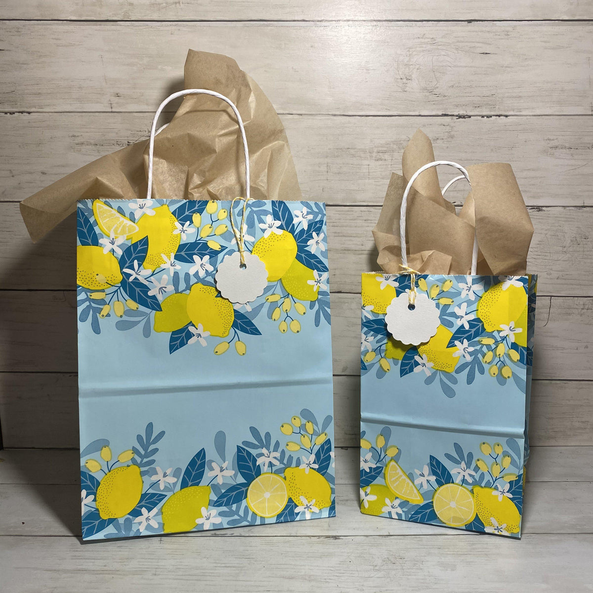 12pcs Lemon Party Bags,Summer Cool Paper Bags,Lemon Juice Gift Bags,Yellow  Lemon Party Favor Bags with 18 pcs Lemon Stickers