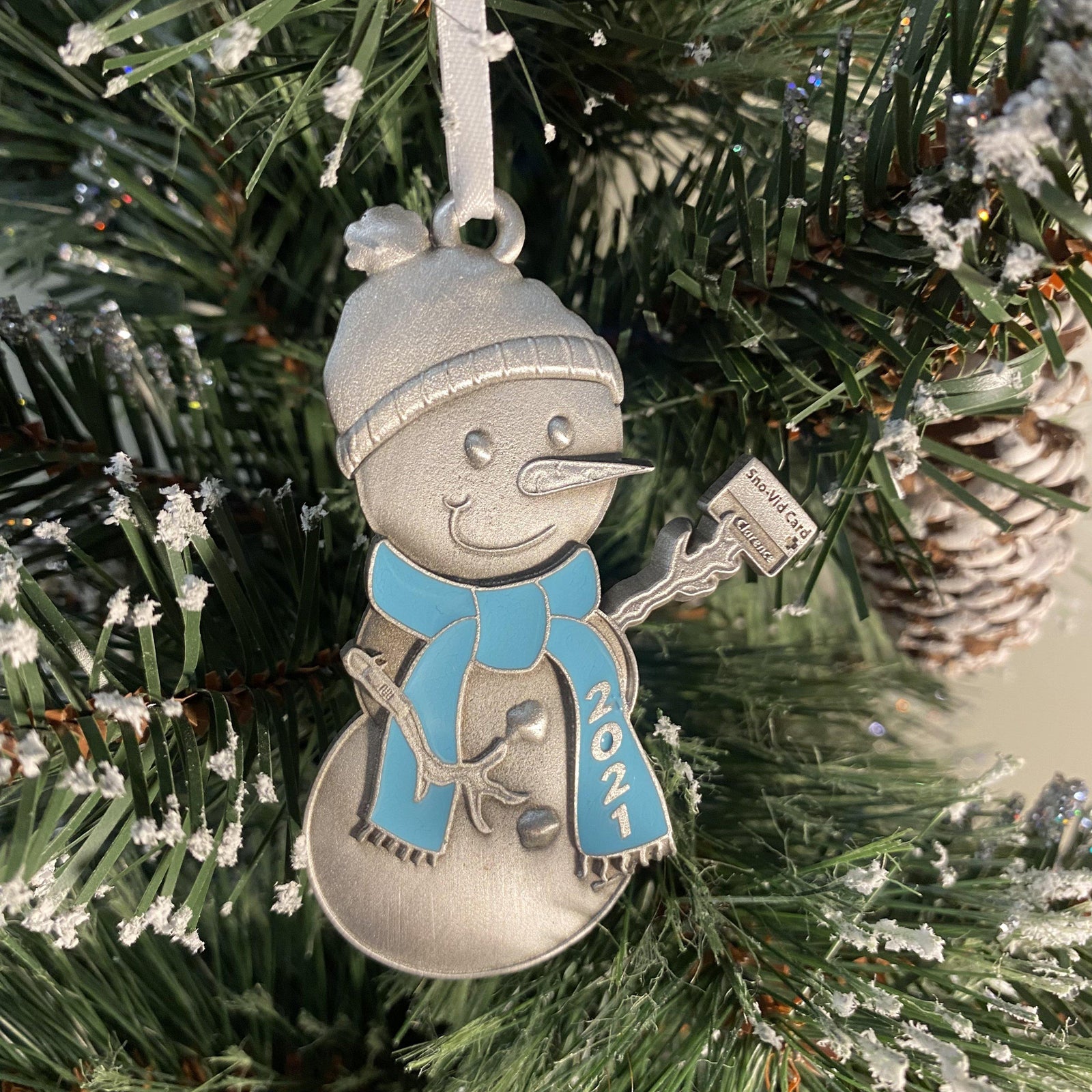 Clarence 2021 Snowman ornament - Many colors to choose-Plymouth Cards