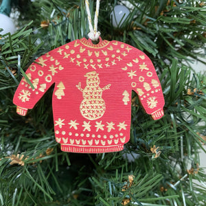 Snowman Ugly Sweater Ornament-Plymouth Cards