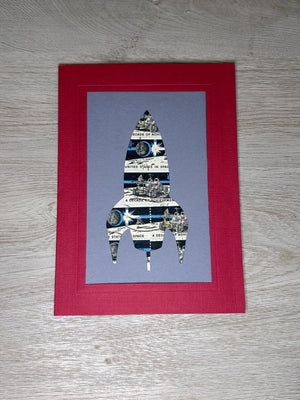 Spaceship - Space 8 cent stamp cards-Plymouth Cards