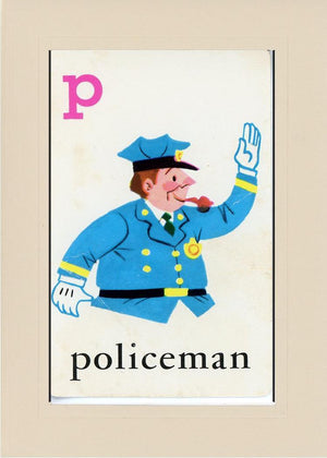 P is for Policeman-Alphabet Soup-Plymouth Cards