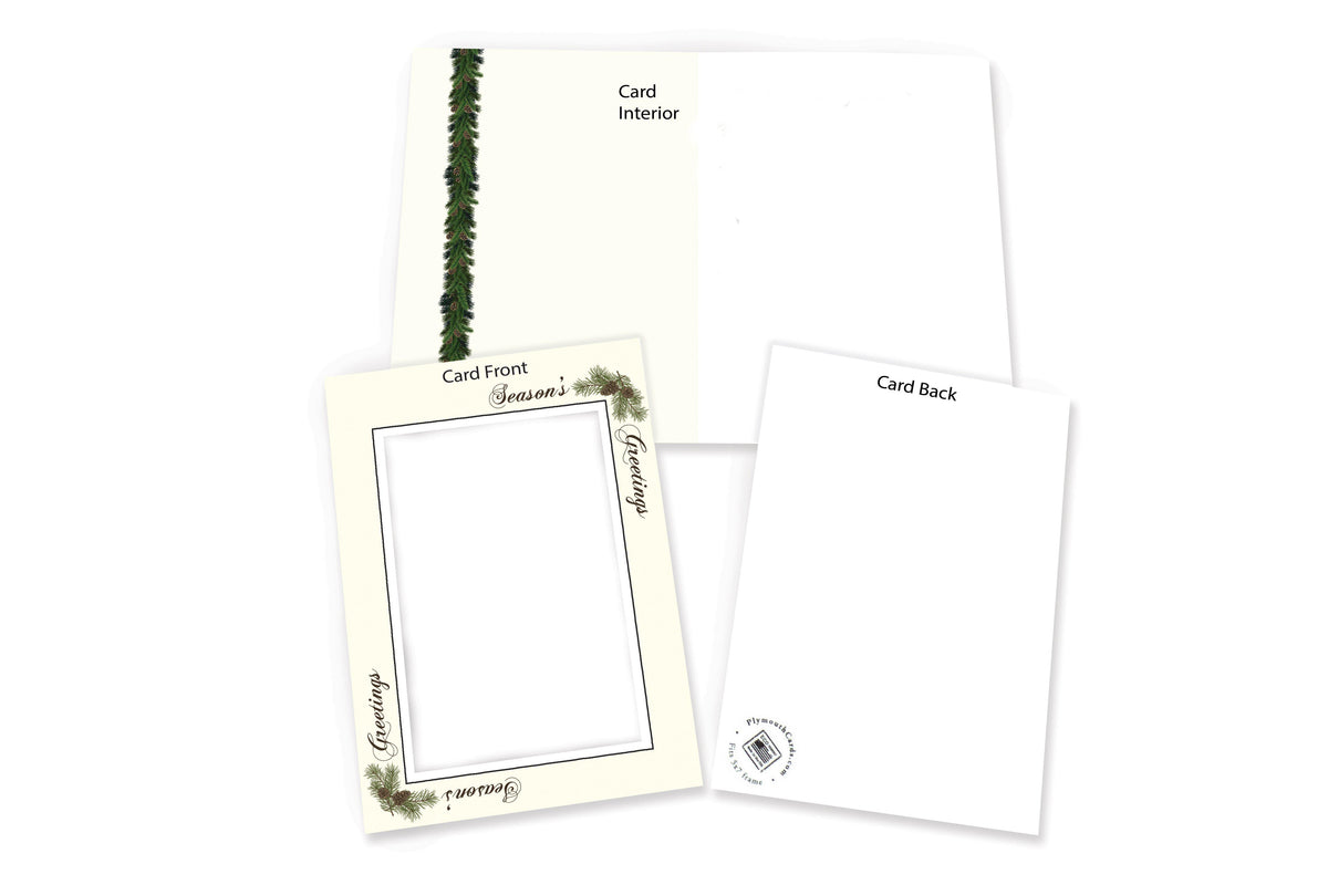 Season's Greetings Pinecone - blank inside-Photo note cards-Plymouth Cards