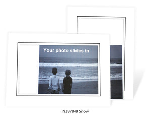 Snow (with black ruled border) #N3878-B-Photo note cards-Plymouth Cards
