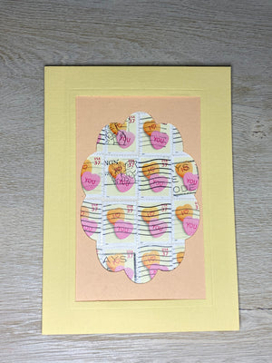 Scalloped - I love you candy heart 37 cent stamp card-Plymouth Cards