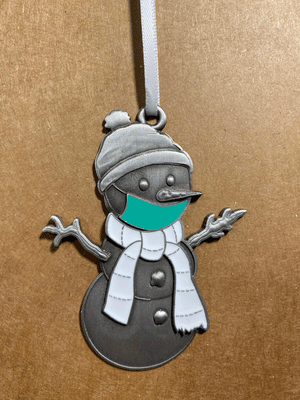 Teal Clarence the Snowman Ornament
