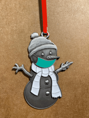 Teal Clarence the Snowman Ornament