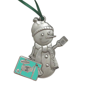 Clarence 2022 Snowman ornament - 11 suitcase colors-Plymouth Cards
